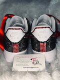 Custom Air Force 1 Sneakers – Black & Red Rhinestone Embellished Shoes