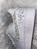 Custom Bling Air Force 1 Sneakers – Pearl & Rhinestone Bridal Shoes