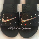 Womens Bling Nike Slides (Rainbow)