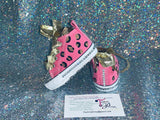 Baby Pink Leopard Painted Sneakers – Custom Hand-Painted Infant Shoes
