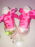 Bling Girls Converse – Minnie Mouse Inspired with Sparkling Pacifier Charm 🎀✨