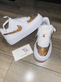 Gold Bling Air Force 1 Custom Sneakers – Crystal Embellished Nike Uptowns ✨👟