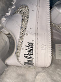 Custom Bling Air Force 1 Sneakers – Pearl & Rhinestone Bridal Shoes
