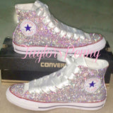 Womens Bling Converse Hi-Top Embellished AB Swarovski Rhinestones