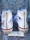 Women’s Bling White Converse – Rhinestone & Glitter Personalized Sneakers