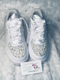 Custom Bling Air Force 1 Sneakers – Pearl & Rhinestone Bridal Shoes