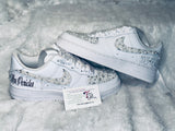 Custom Bling Air Force 1 Sneakers – Pearl & Rhinestone Bridal Shoes