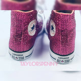 Women’s Bling Converse Sneakers – Embellished Fuchsia Rhinestone Shoes