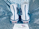 Women’s Bling White Converse with Initials – Personalized Rhinestone Sneakers