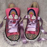 Girls’ Bling Sneakers – Girl Power & Rainbow Design
