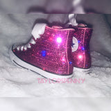 Women’s Bling Converse Sneakers – Embellished Fuchsia Rhinestone Shoes