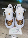 Gold Bling Air Force 1 Custom Sneakers – Crystal Embellished Nike Uptowns ✨👟