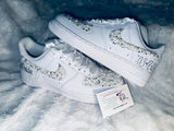 Custom Bling Air Force 1 Sneakers – Pearl & Rhinestone Bridal Shoes
