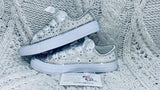 Pearl & Rhinestone Embellished Communion Sneakers – Custom Bling Shoes