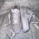 Custom Bling Air Force 1 Sneakers – Pearl & Rhinestone Bridal Shoes