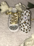 Custom Baby Sneakers – Leopard Print Bling with Rhinestones ✨👶