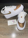 Gold Bling Air Force 1 Custom Sneakers – Crystal Embellished Nike Uptowns ✨👟