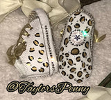 Custom Baby Sneakers – Leopard Print Bling with Rhinestones ✨👶