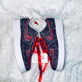 Custom Air Force 1 Sneakers – Black & Red Rhinestone Embellished Shoes