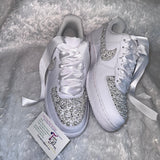 Custom Bling Air Force 1 Sneakers – Pearl & Rhinestone Bridal Shoes