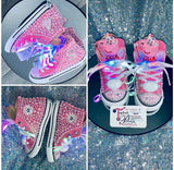 Peppa Pig Inspired Girls Bling & Pearl Embellished Sneakers ✨🐷