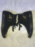 Women’s Bling Sneakers – Black with Gold Rhinestone Embellishments