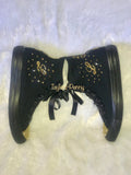 Women’s Bling Sneakers – Black with Gold Rhinestone Embellishments