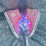 Peppa Pig Inspired Girls Bling & Pearl Embellished Sneakers ✨🐷